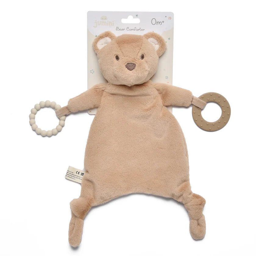 Bear Teething Comforter with Silicone Rings