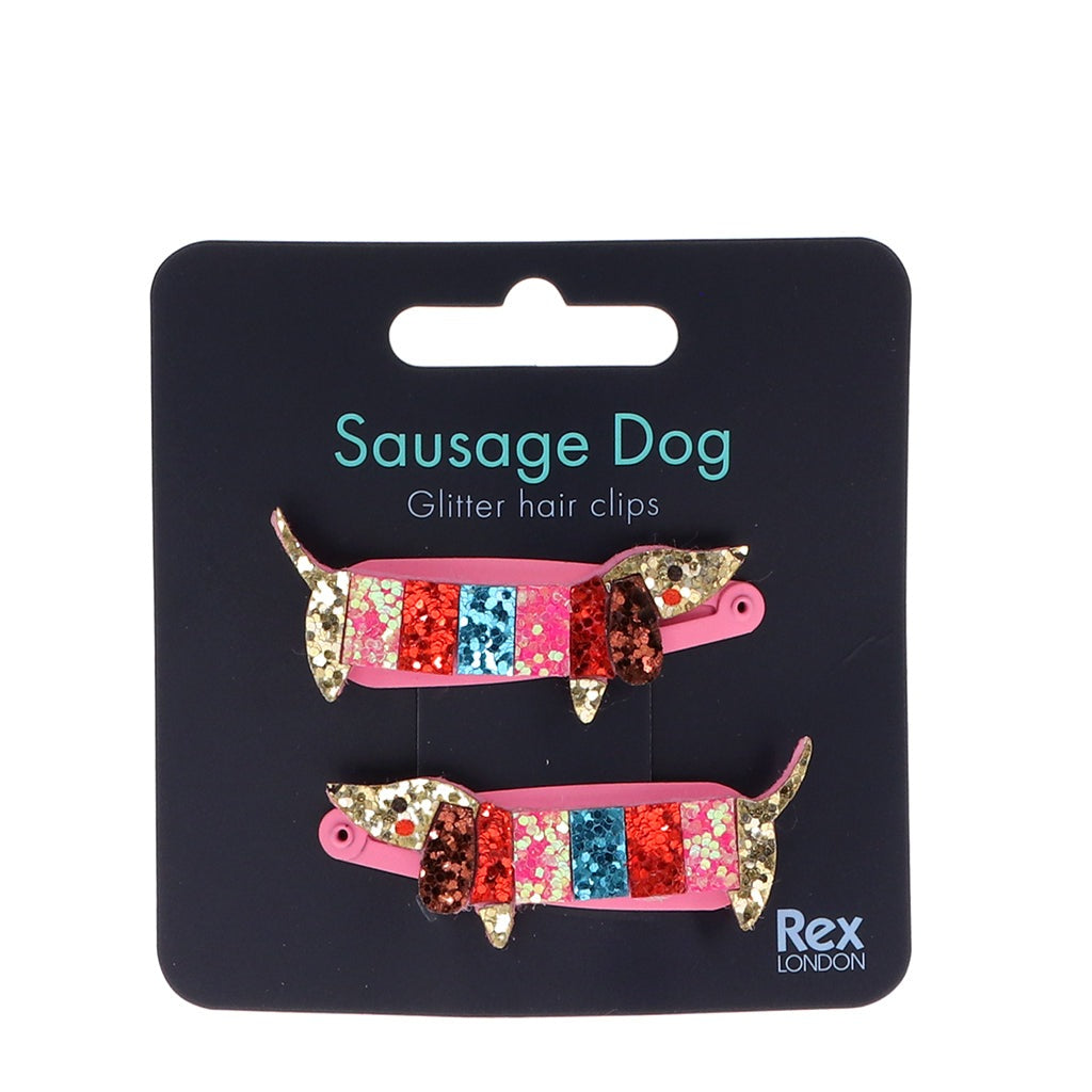 Glitter Star Hair Clip (Set of 2) - Sausage Dog
