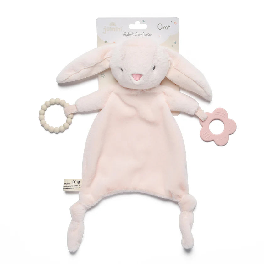 Bunny Teething Comforter with Silicone Rings