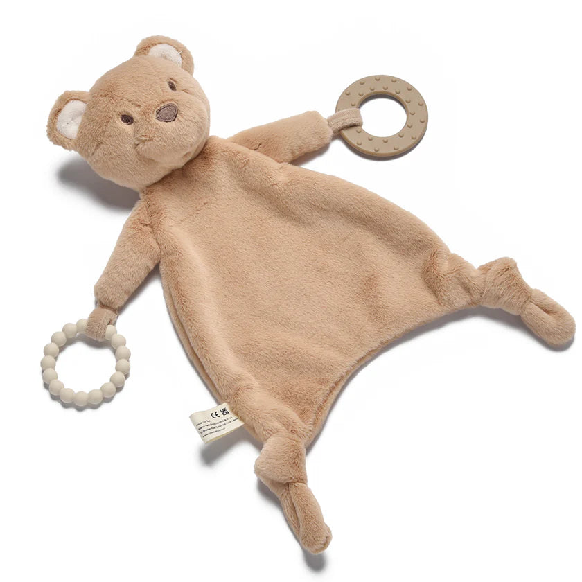 Bear Teething Comforter with Silicone Rings