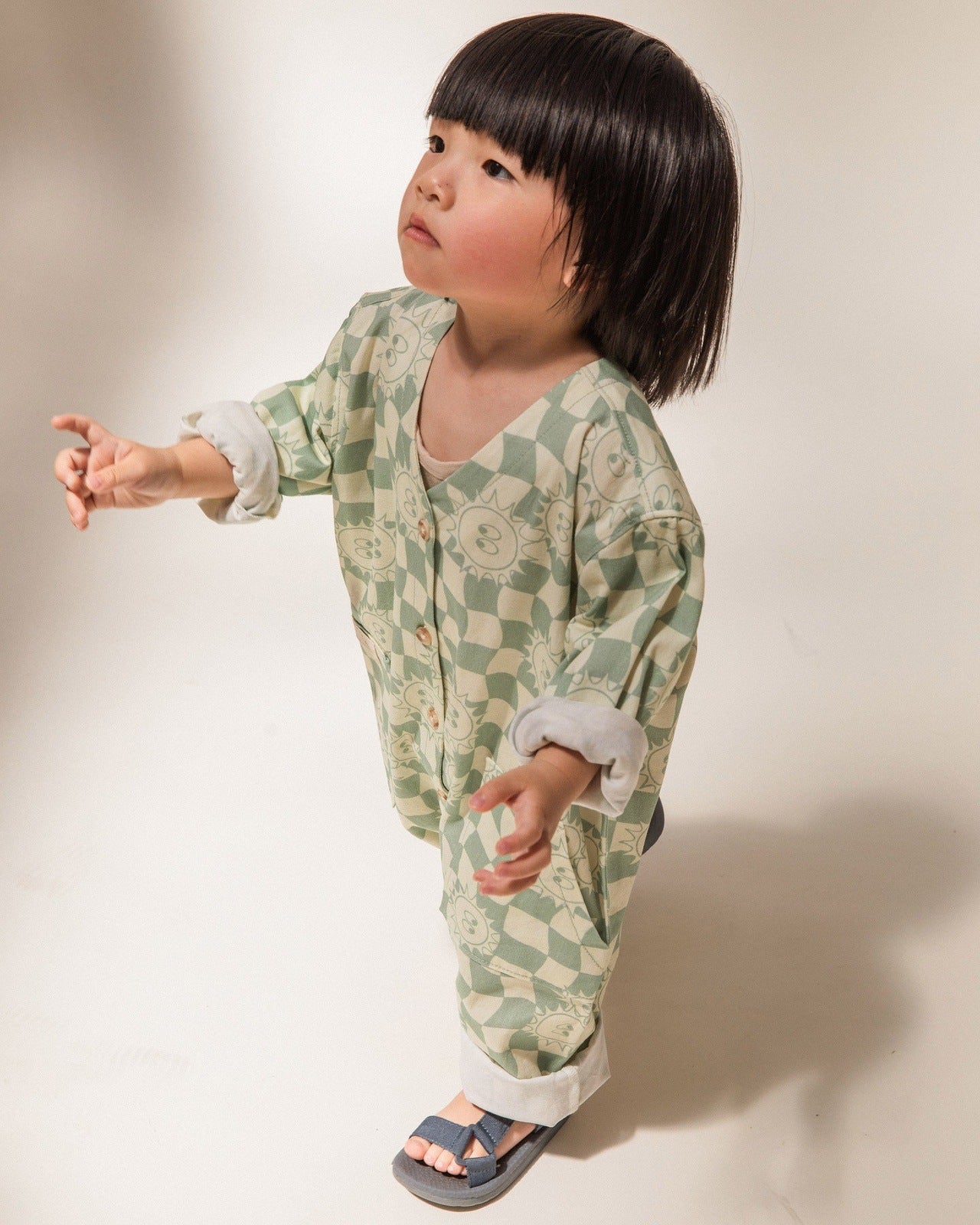 Claude & Co check Sunshine overalls , children’s clothing, baby clothing, sustainable children’s clothes, Claude & Co stockist, independent Nottinghamshire children’s store