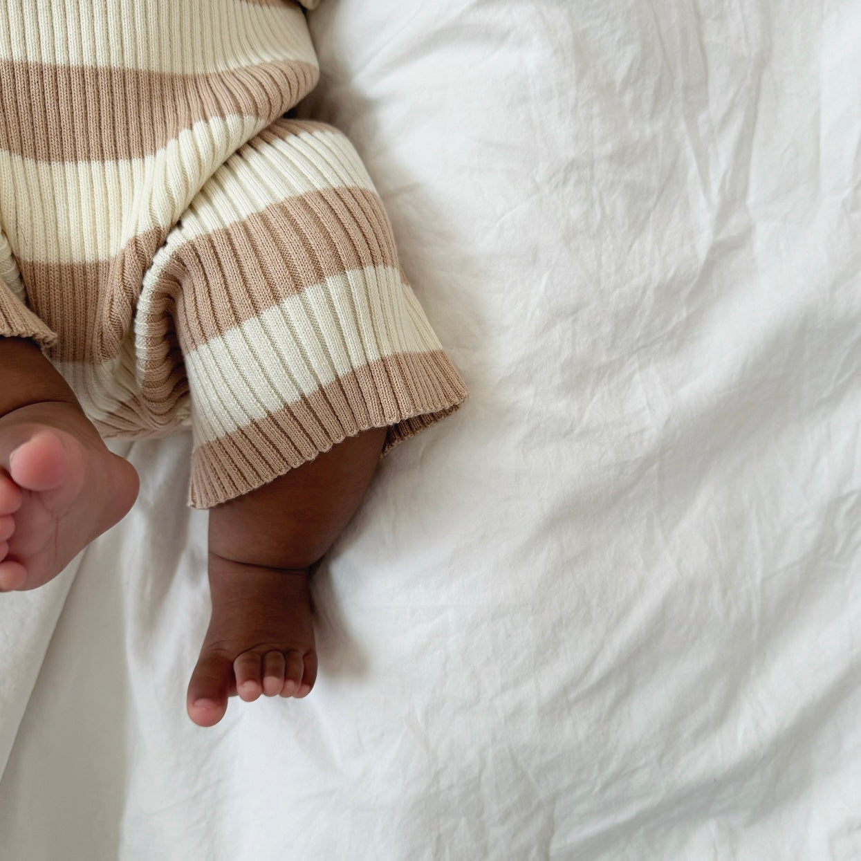 Sand Stripe Ribb Romper | Hunter and Rose