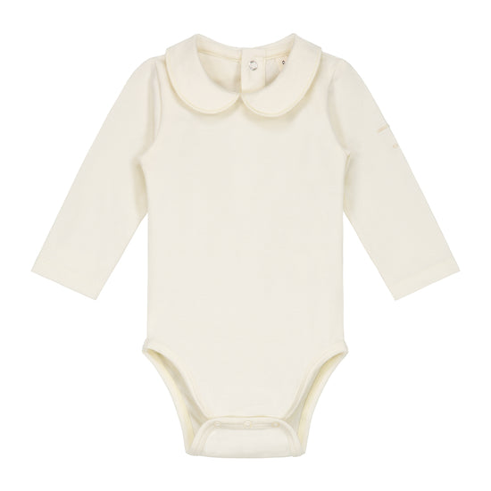 Baby Collar Long Sleeved Vest -Nearly Black/Cream Stripe | Gray Label