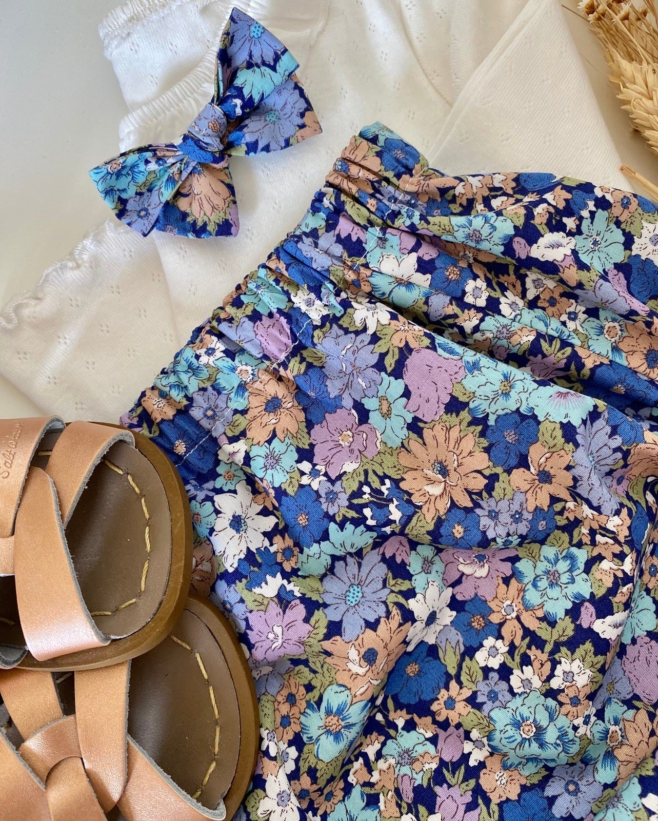 Cotton Bloomer & Bow Set - Floral