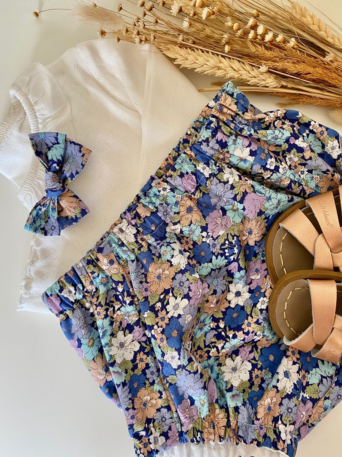 Cotton Bloomer & Bow Set - Floral