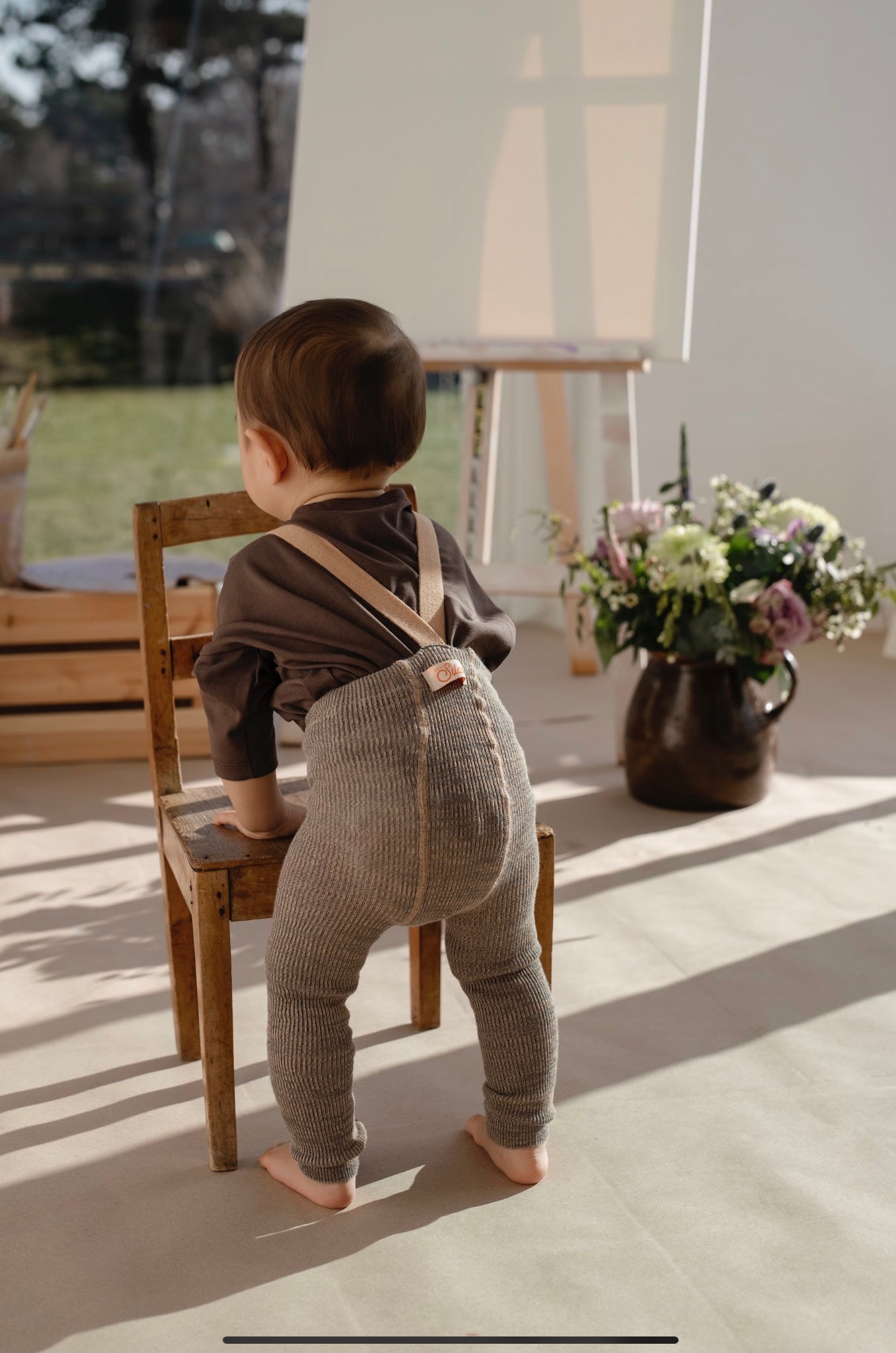 Silly Silas, Footless Tights with Braces, Charcoaly Brown, baby tights, children’s tights, Nottinghamshire stockist, Nottinghamshire independent store, sustainable, midlands kids shop