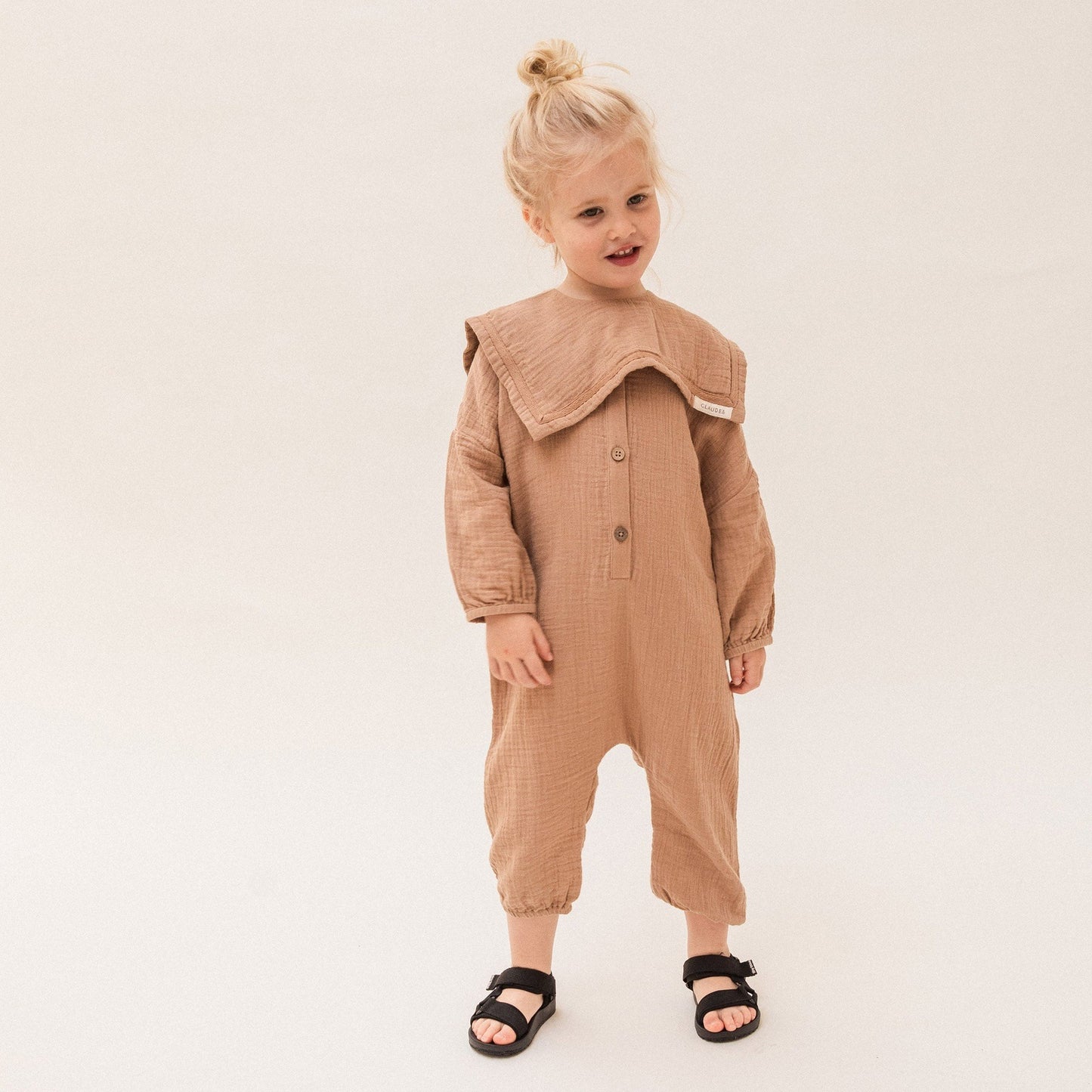 The brand new Claude & Co Gauze Jumpsuit and collar in Fawn is available from Nottinghamshire Stockist Alf & Co