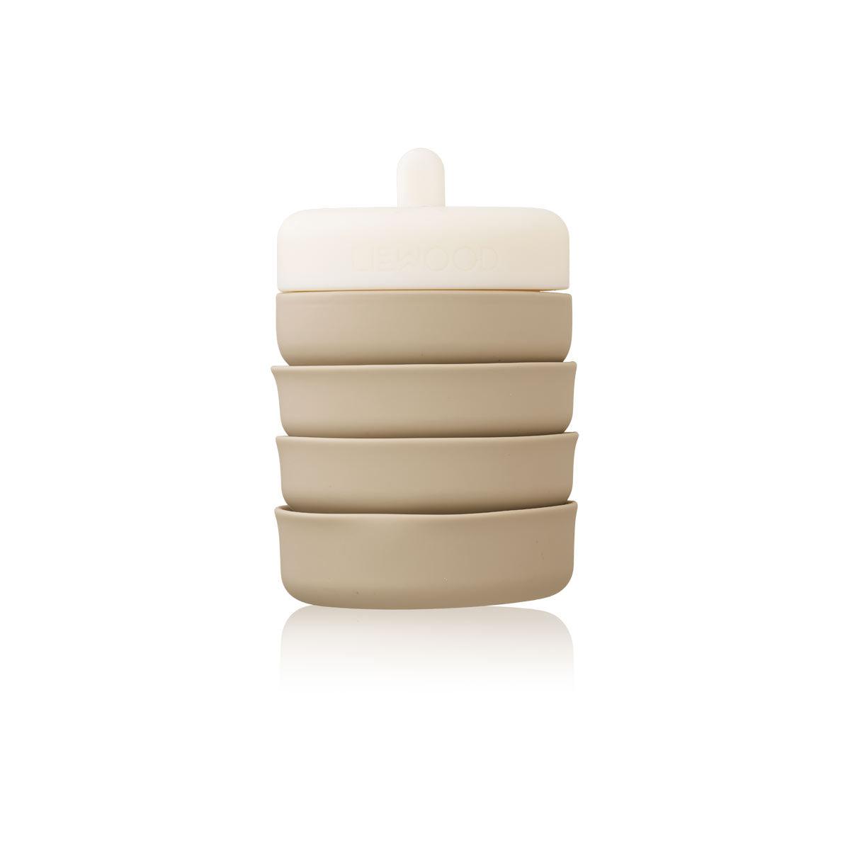 Liewood, Wilson Foldable Water Bottle, Sandy/Oat Mix, Silicone Water Bottle, Kids Shop, Liewood Stockist, Independent store, Nottinghamshire stockist, independent kids brand