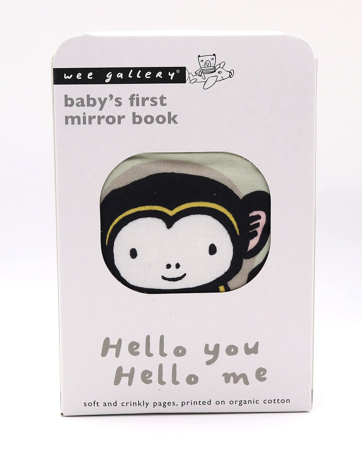 Baby’s first mirror book is printed on organic cotton stocked at Nottinghams Children’s Independent Shop. A beautiful new baby gift.