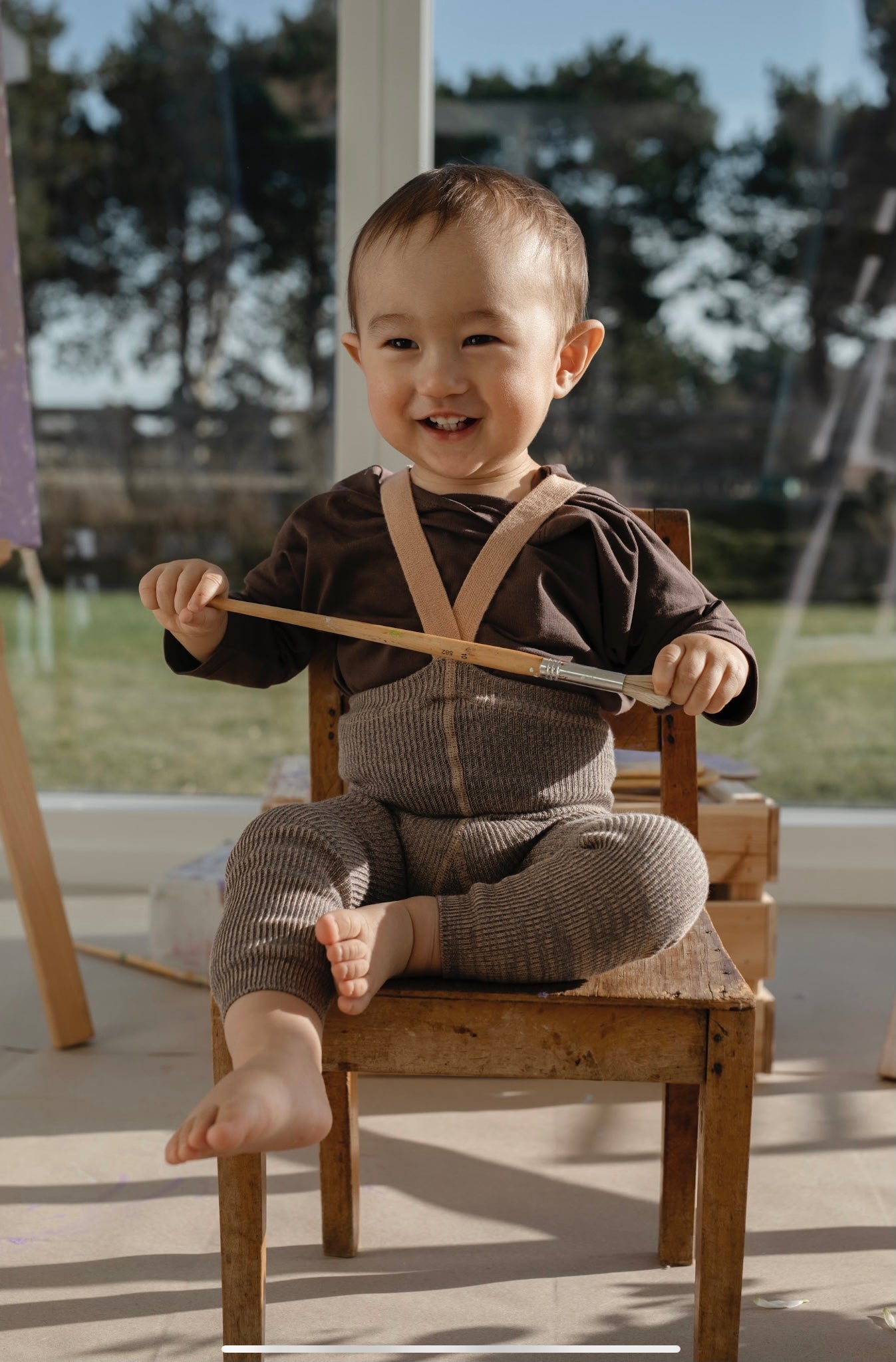 Silly Silas, Footless Tights with Braces, Charcoaly Brown, baby tights, children’s tights, tights with braces, sustainable children’s store, midlands baby shop