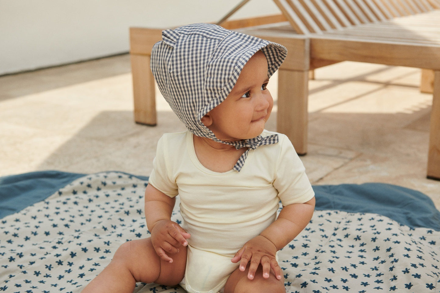 Liewood, Rae Sun Hat, Whale Blue/Sandy Check, Sun Hat, Baby Summer Hat, Nottingham Liewood Stockist