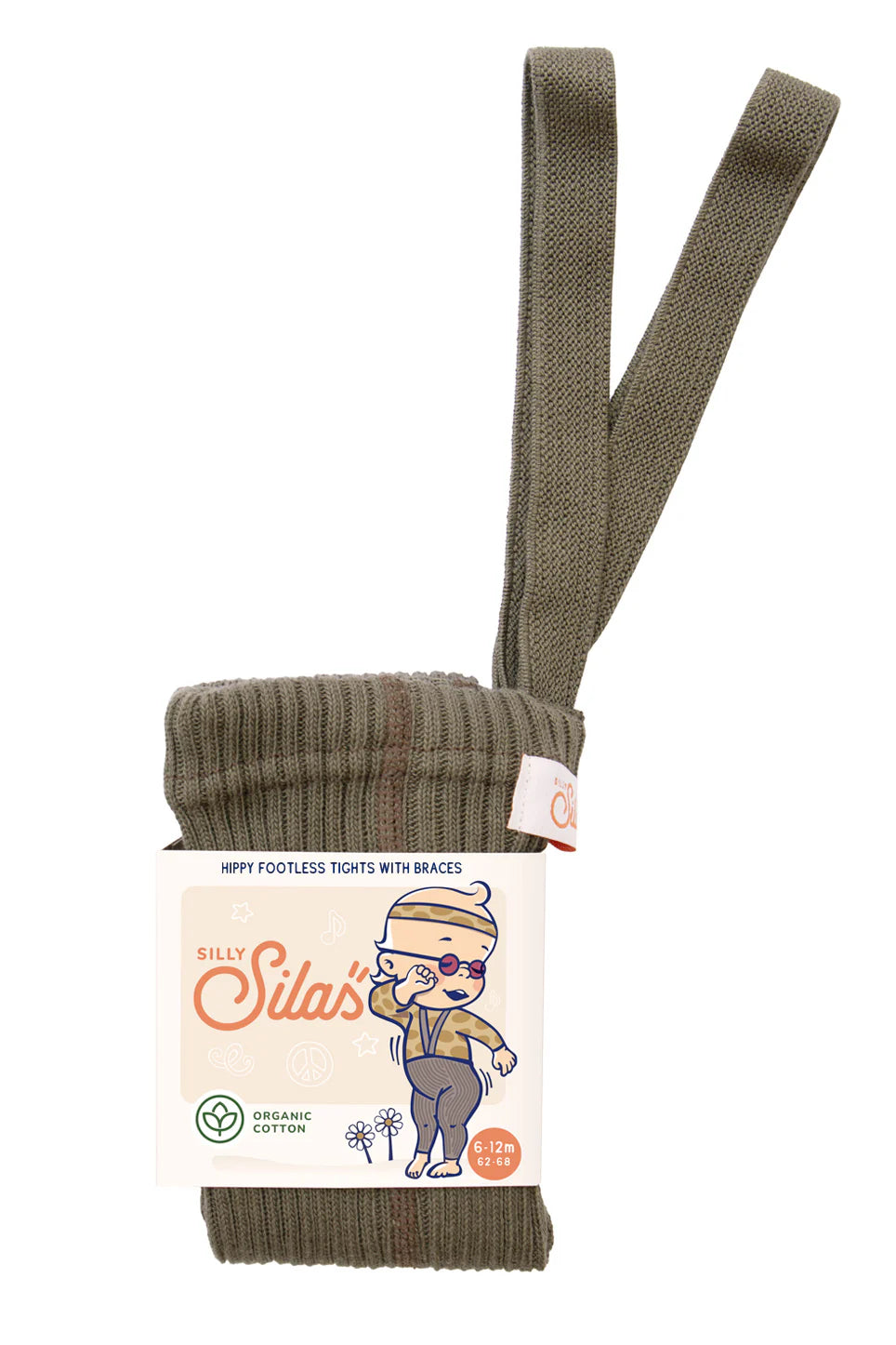 Silly Silas Footless Hippy Tights with Braces - Seaweed Brown