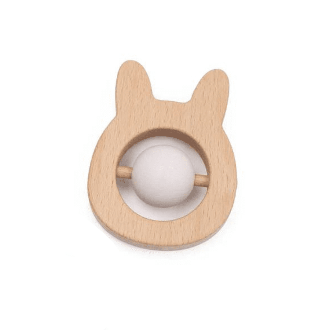 Wooden Bunny Baby Rattle