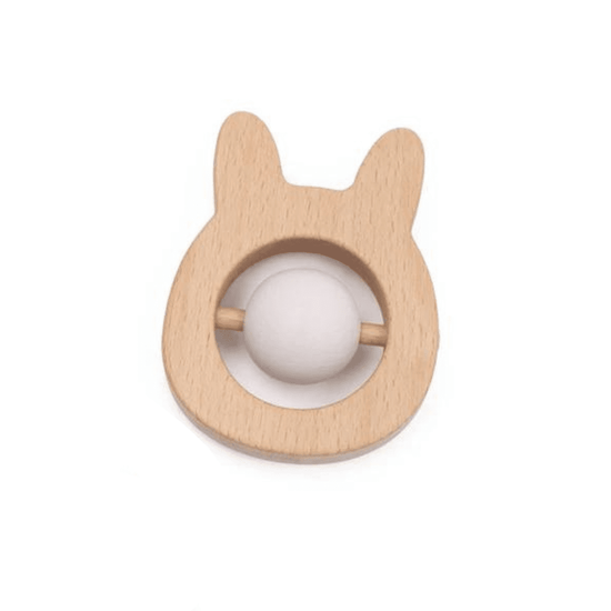 Wooden Bunny Baby Rattle