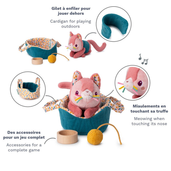 Baby Jeanne Musical Cat in Basket with Sounds