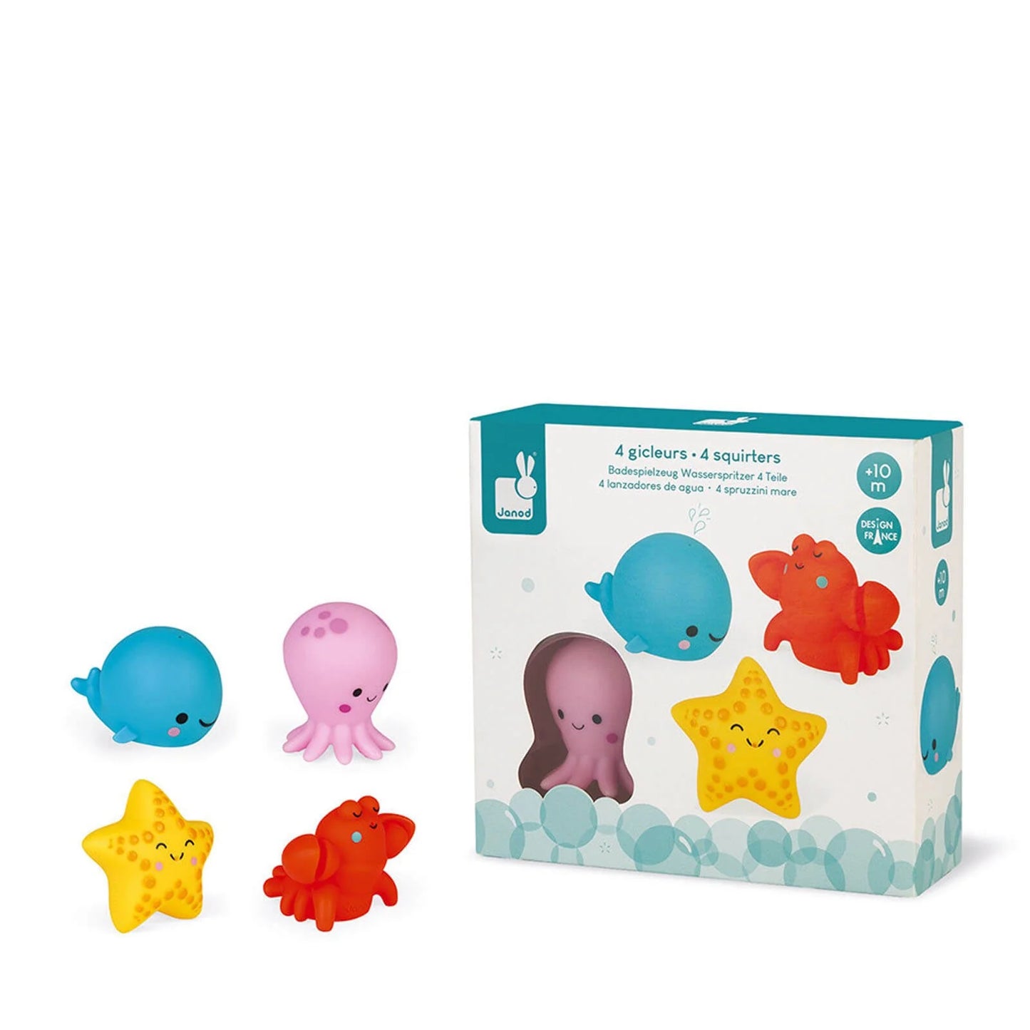 Janod Sea Animal Squirter Bath Toys - 4 pack