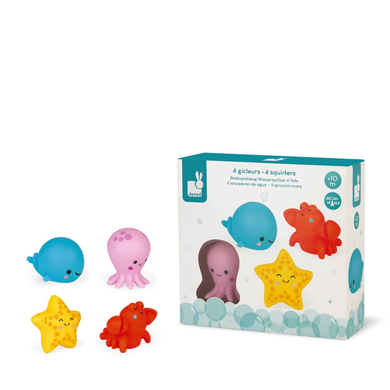 Janod Sea Animal Squirter Bath Toys - 4 pack