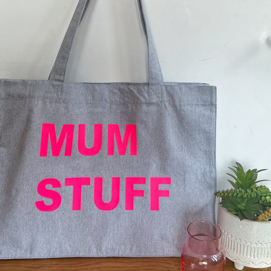 Mum Stuff Neon Print XL Tote Bag