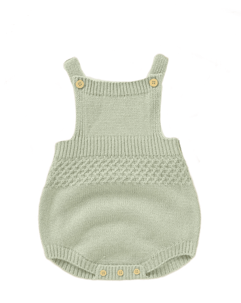 Sage Knit Cross Back Baby Romper