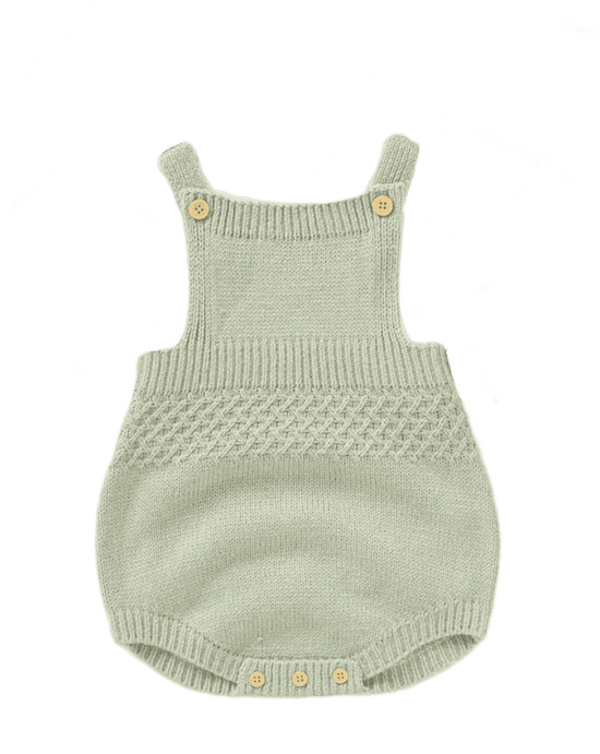 Sage Knit Cross Back Baby Romper