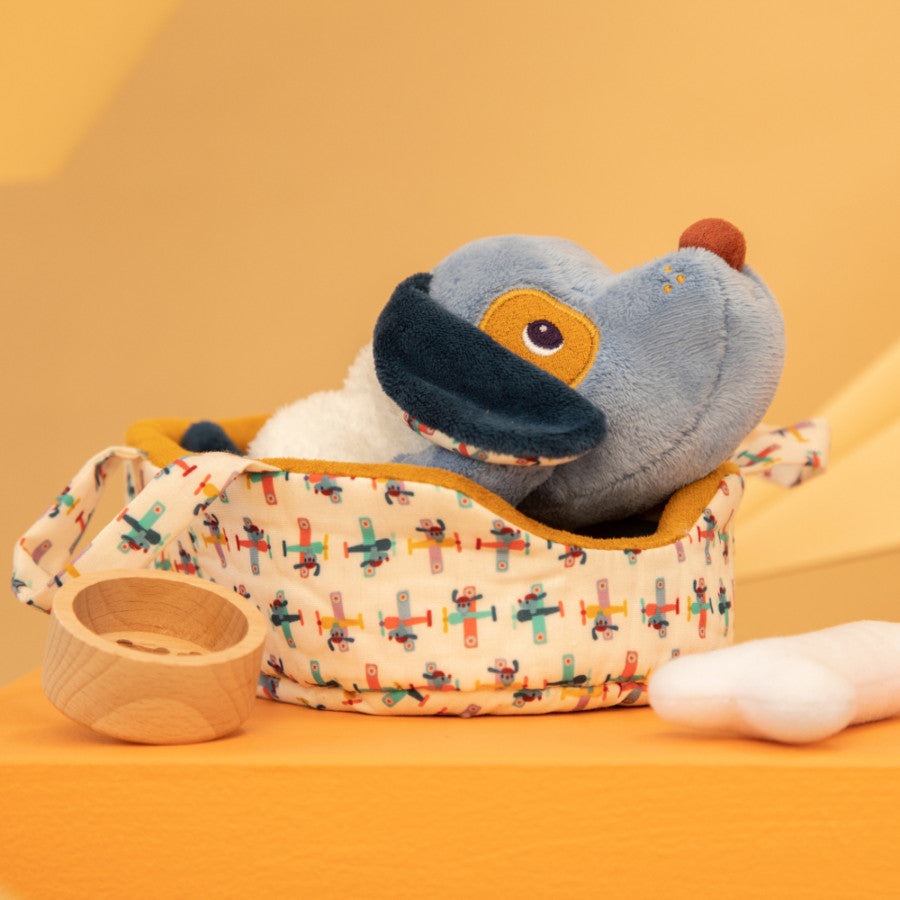 Baby Jules Musical Puppy in Basket with Sounds