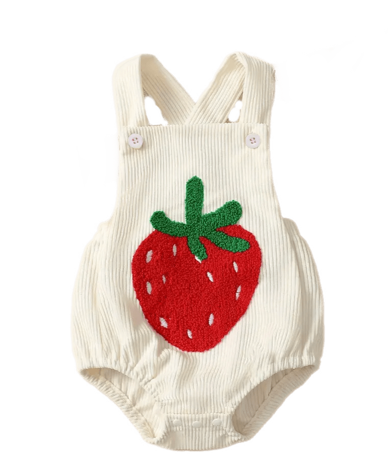 Strawberry Cross Back Baby Romper