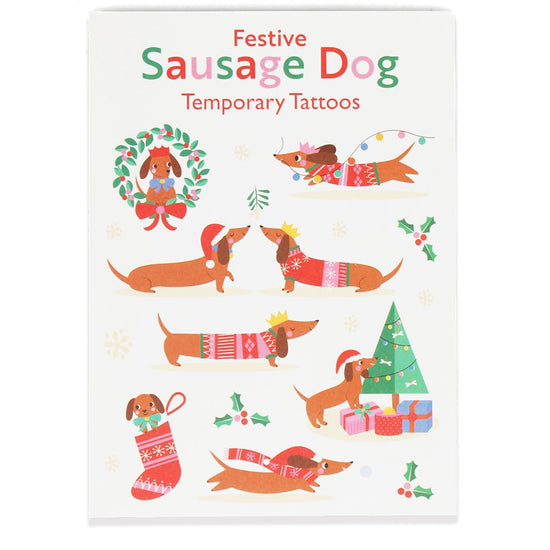Kids Temporary Tattoos - Festive Sausage Dog