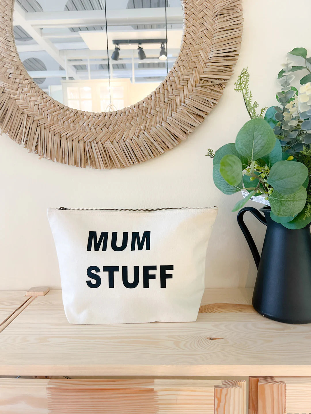 Mum Stuff Large Natural Pouch