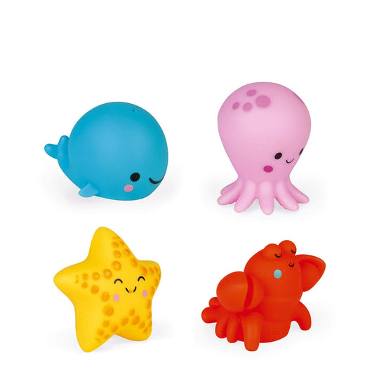Janod Sea Animal Squirter Bath Toys - 4 pack
