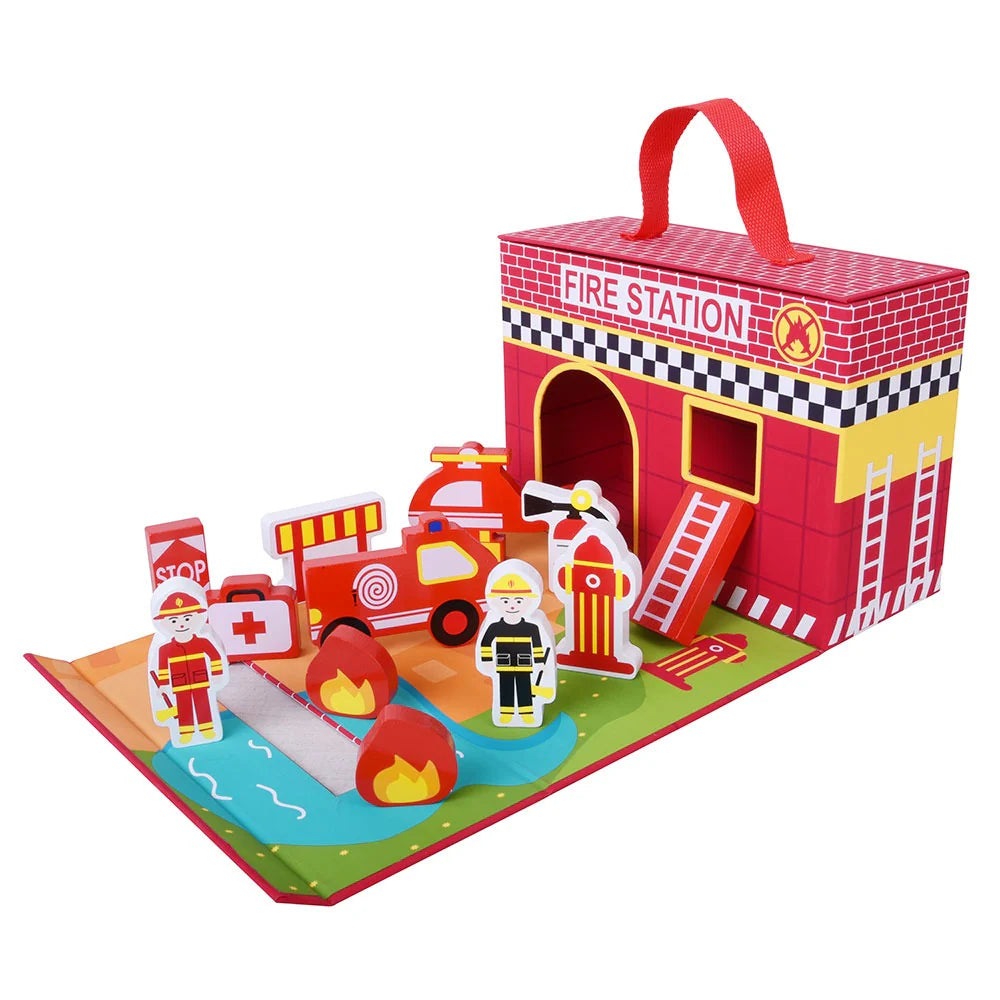 Foldaway Fire Station with Figures