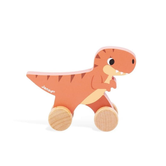 Janod Push Along Wooden Dinosaur - T Rex