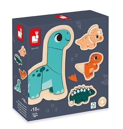 Janod 4 Progressive Puzzle Set-Dino’s, Toy Store, Janod, Toys for Kids, Wooden Toys, Toys for Boys, Toys for Girls, Nottinghamshire Independent Children’s Store