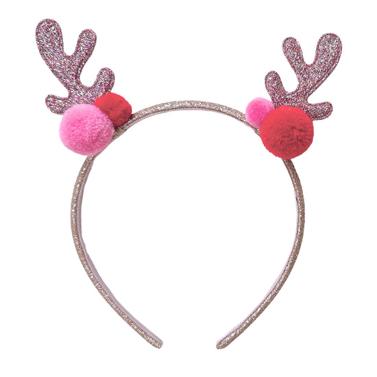 Load image into Gallery viewer, Jolly Pom Pom Xmas Reindeer Ears Headband
