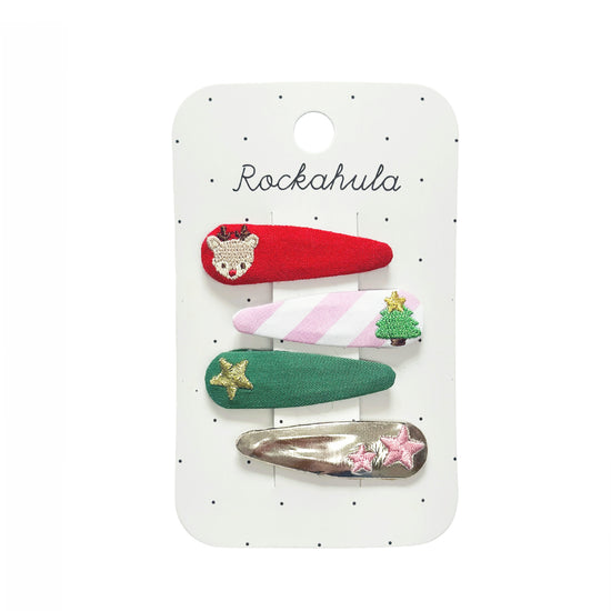 Jolly Xmas Embroidered Hair Clip Set-Pack of 4