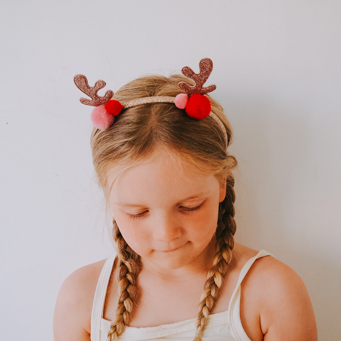Jolly Pom Pom Xmas Reindeer Ears Headband