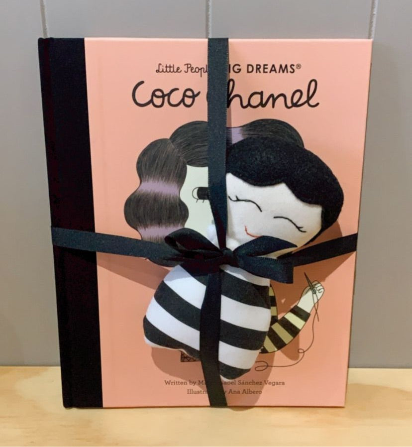 Load image into Gallery viewer, Little People Big Dreams Coco Chanel Book &amp;amp; Doll Gift Set Perfect Set for your little ones stocked at the children’s independent in Nottingham.
