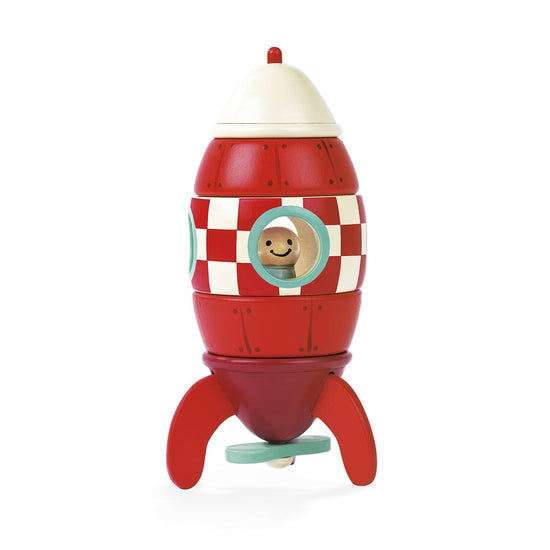 This Magnetic Wooden Rocket from sustainable toy brand Janod makes the perfect gift for children 