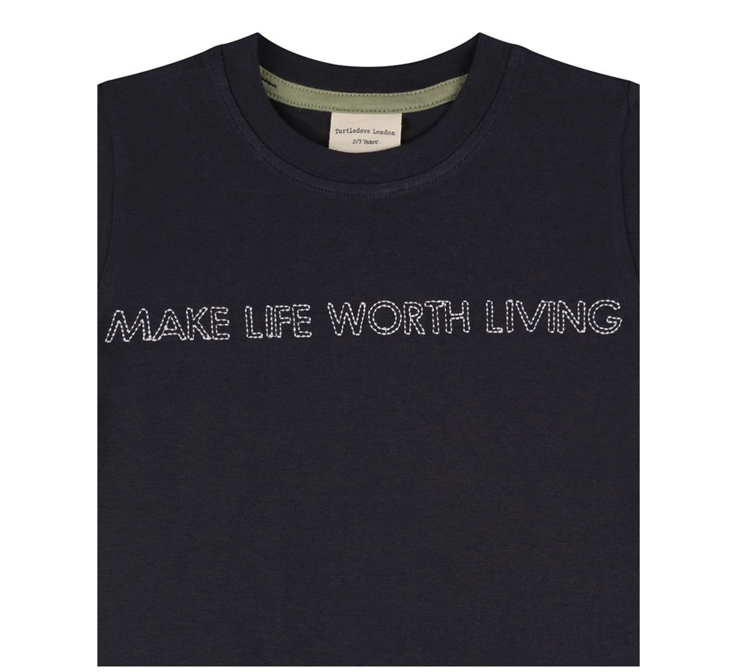 Load image into Gallery viewer, Turtledove Living Life Embroidered Charcoal Tee is Available at Alf &amp;amp; Co the children’s Independent 
