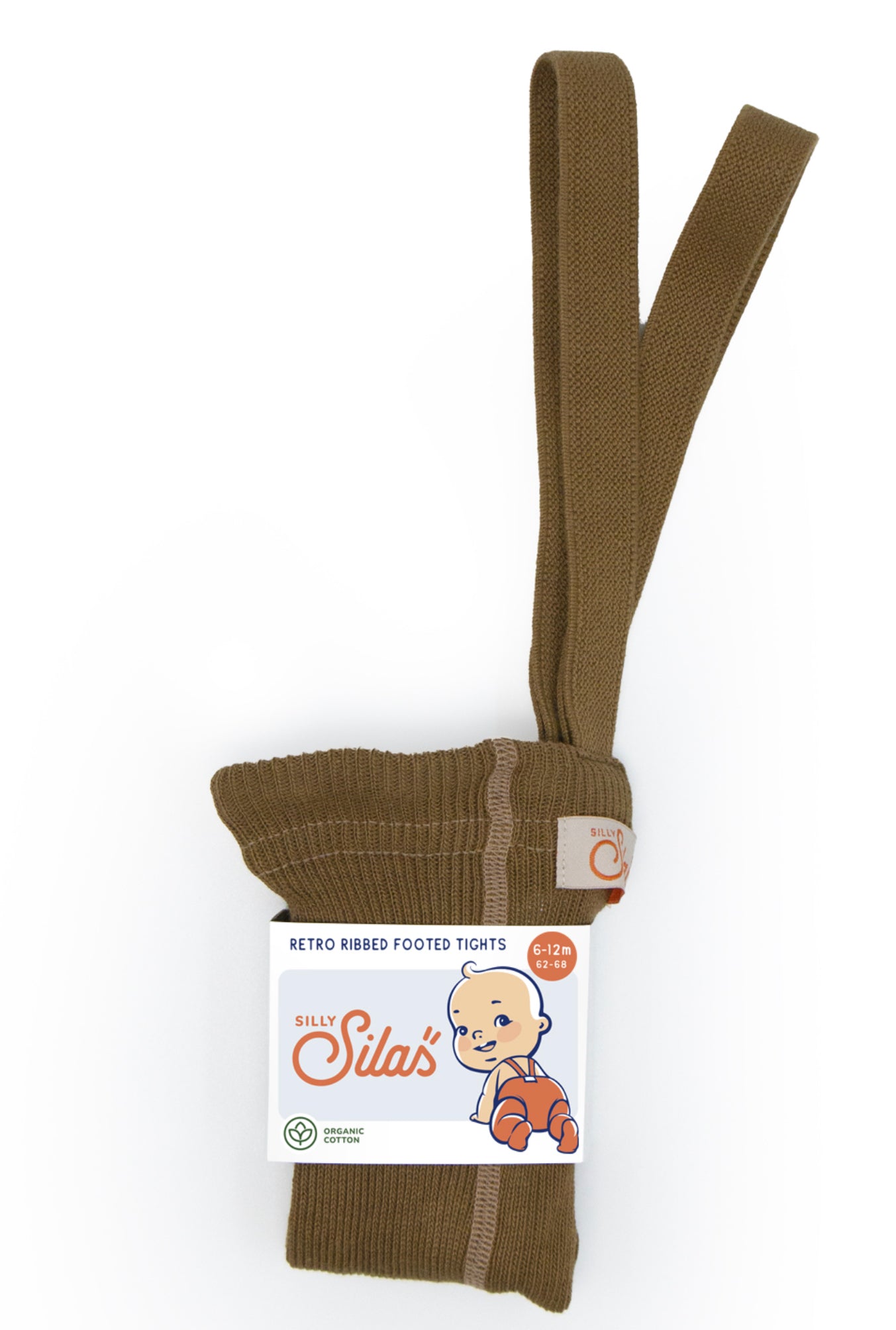 Load image into Gallery viewer, Silly silas retro tights, retro tights with braces, acorn brown silly silas tights, silly silas nottingham stockist, midlands baby shop, independent kids shop, kids tights
