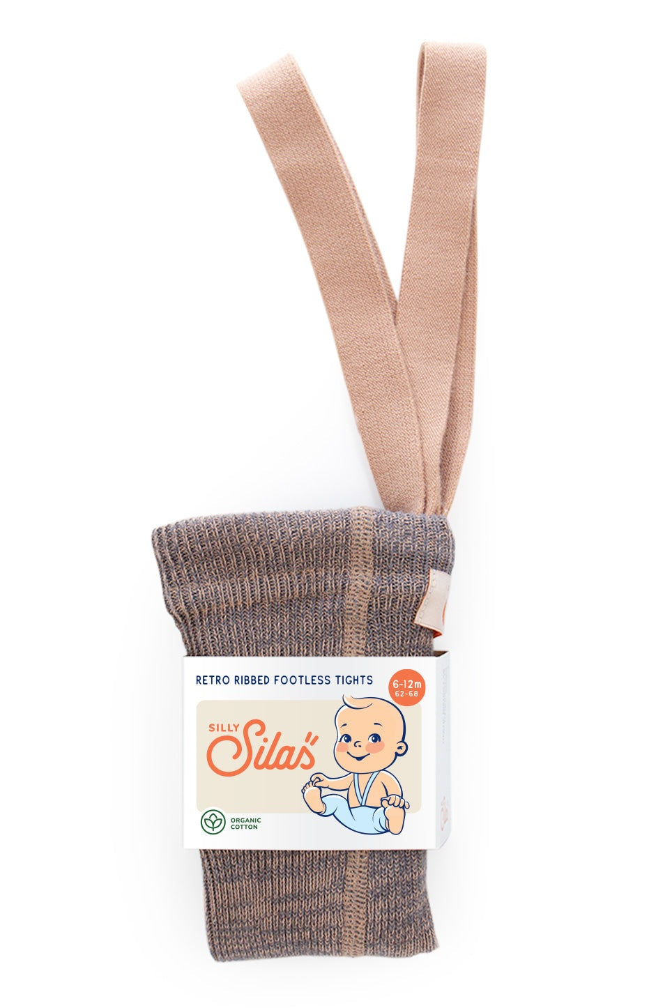 Load image into Gallery viewer, Silly Silas, Footless Tights with Braces, Charcoaly Brown, baby tights, children’s tights, Nottinghamshire stockist, independent kids brand, midlands baby store 
