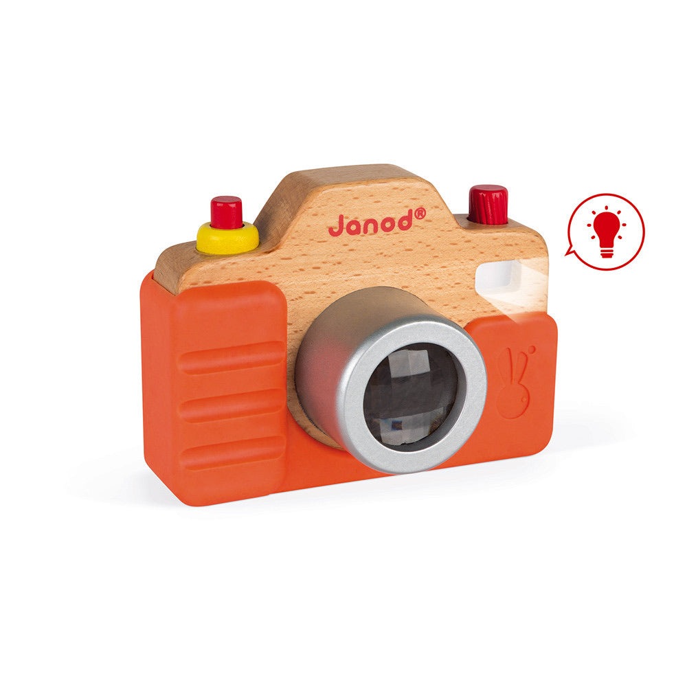 The Janod Pretend Play Kids Wooden Camera with Flash makes a lovely birthday gift, 