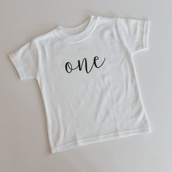 Load image into Gallery viewer, Rose and Guy, Milestone T-Shirt-Age One, Birthday Top, Birthday Tee, Birthday T-Shirt, Milestone T-Shirt, First Birthday, Rose and Guy Stockist, Midlands Baby Shop, Birthday Gift 
