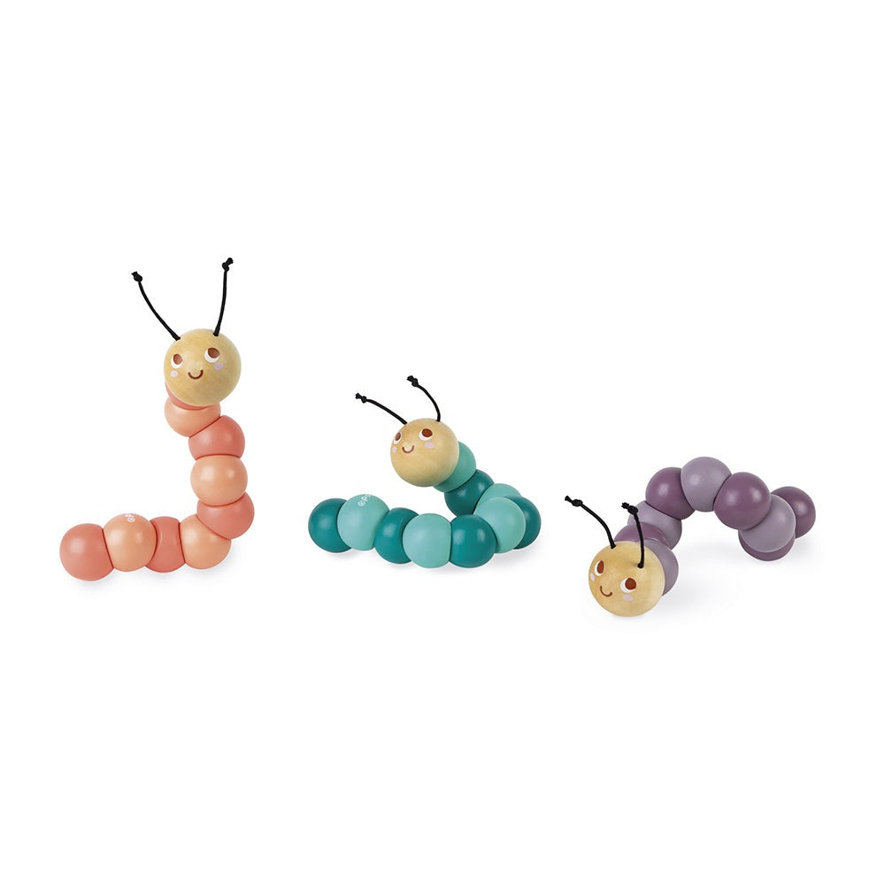 Janod Wooden Articulated Pocket Caterpillar Toy, Motor Skills, Baby Play, Wooden Toy, Baby Sensory, Learning Through Play, Educational Toy, Nottinghamshire Stockist, Janod, Midlands Toy Store