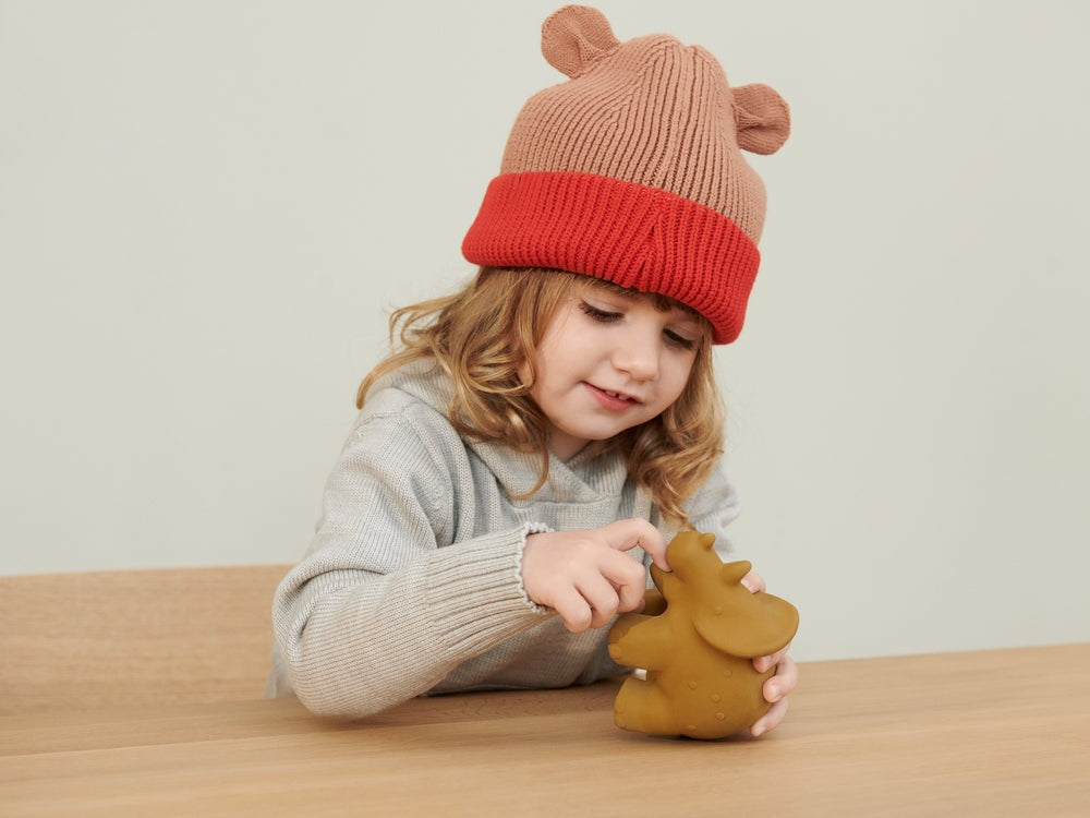Liewood Gina Beanie in the apple Red/Tuscany Rosie mix is available from Nottinghamshire Independent children's store Alf & Co   