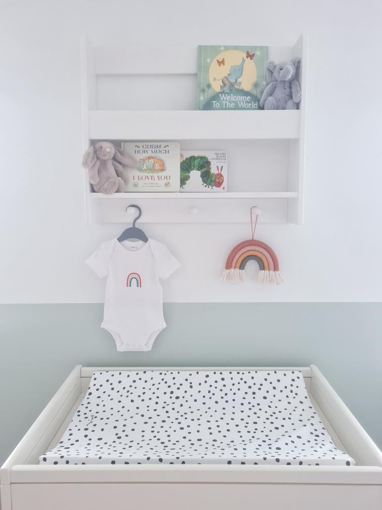 Load image into Gallery viewer, This Mama Shack Dotty Anti Roll Changing Mat is available in store and online from Alf &amp;amp; Co, Nottinghamshire children’s store. A beautiful new baby gift
