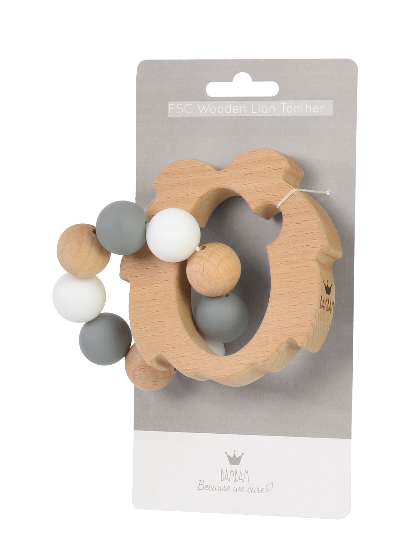 Wooden Lion Baby Teething Ring
