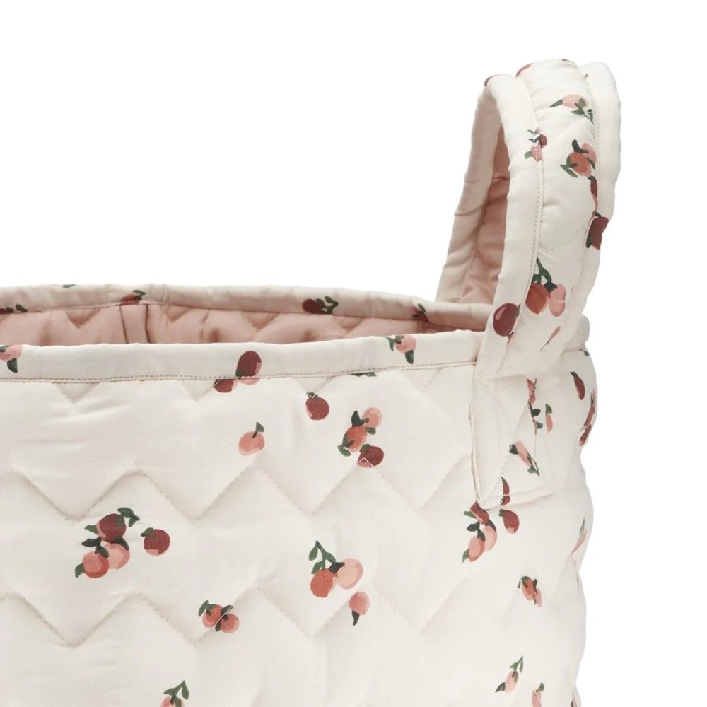 Load image into Gallery viewer, Avery Row, Large Quilted Storage Basket, Peaches, Nursery Storage, Playroom Storage, Children’s bedroom Storage, Avery Row Stockist, independent children’s store, toy storage, midlands baby store 
