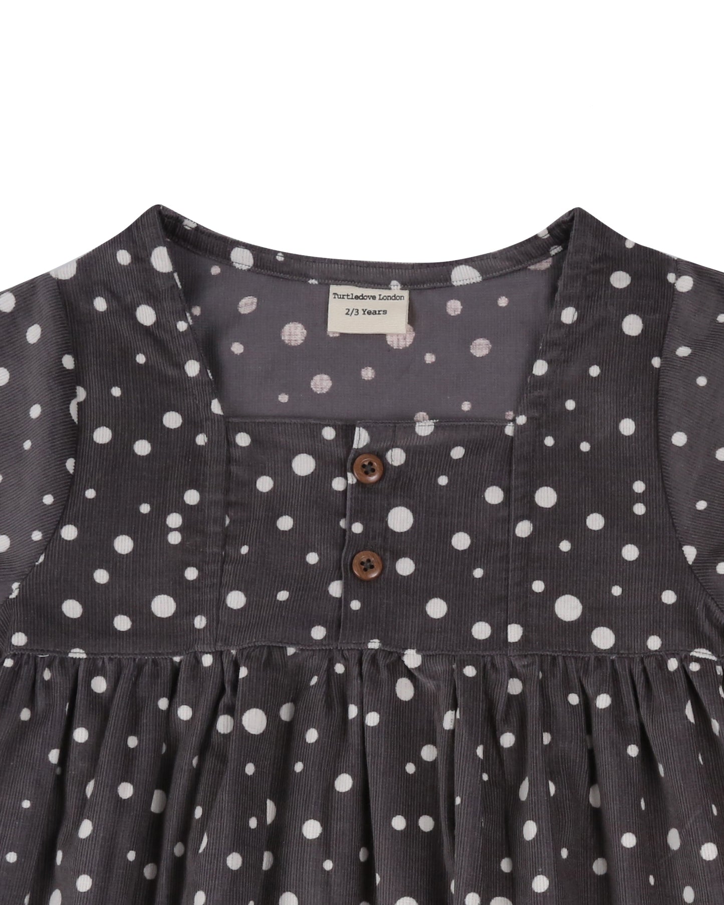 Load image into Gallery viewer, Girls Scatter Dot Print Cord Dress, Turtledove Clothing, Turtledove, Turtledove London, Organic Kidswear, Turtledove Kidswear, Girls Party Dresses, Turtledove Stockist, Nottinghamshire Stockist, Midlands Baby Store, Sustainable Children’s Clothing, Girls Clothes
