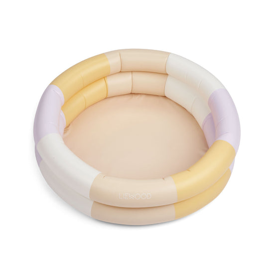 Load image into Gallery viewer, The Liewood Leonore Paddling Pool-Stripe/Apple Blossom Multi Mix is perfect for them summer days spent outdoors in the garden 
