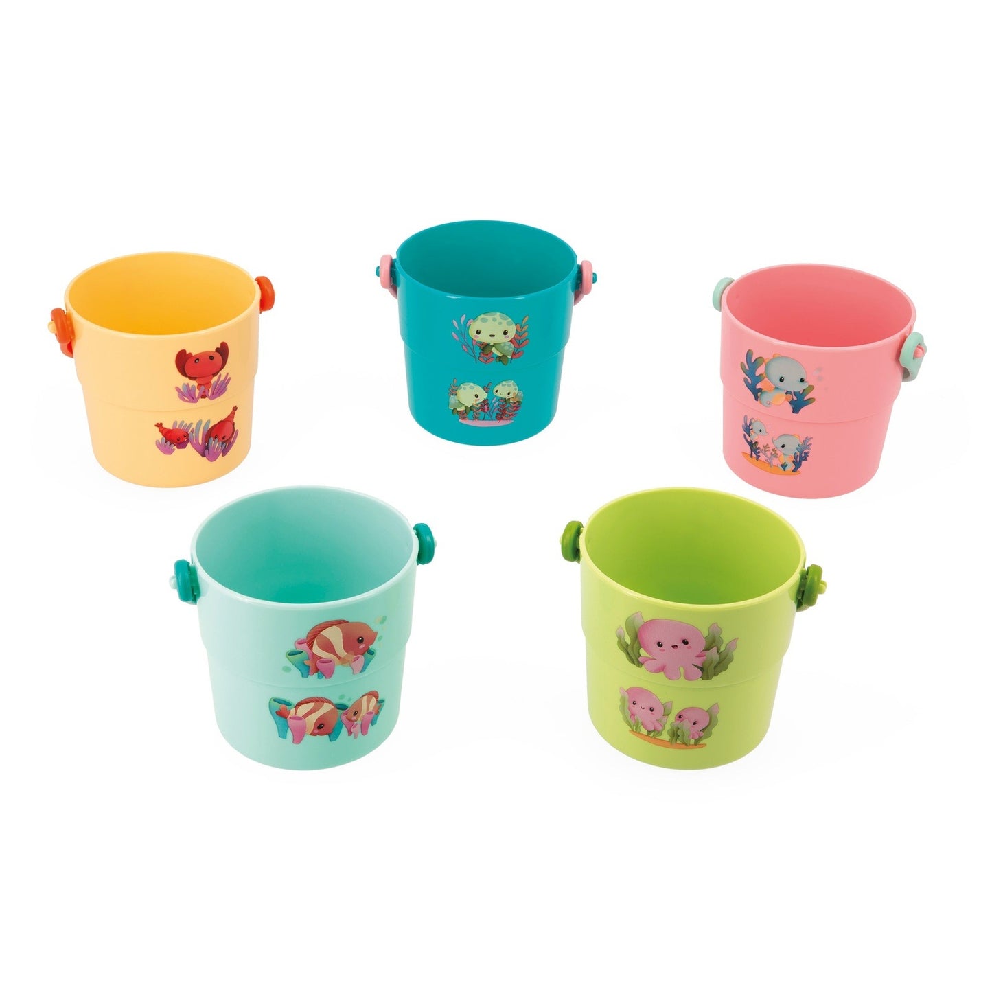 Load image into Gallery viewer, Janod 5 Activity Bath Buckets Toy-My Baby Animals, Bath Toys for Kids, Bath Toys for Babies, Fun Bath Toys, Janod Stockist, Janod Bath Toys, Modern Kids Store 
